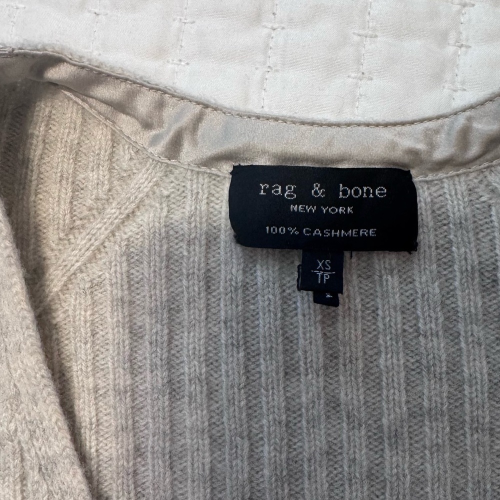 rag & bone Beige Ribbed Cashmere Sweater